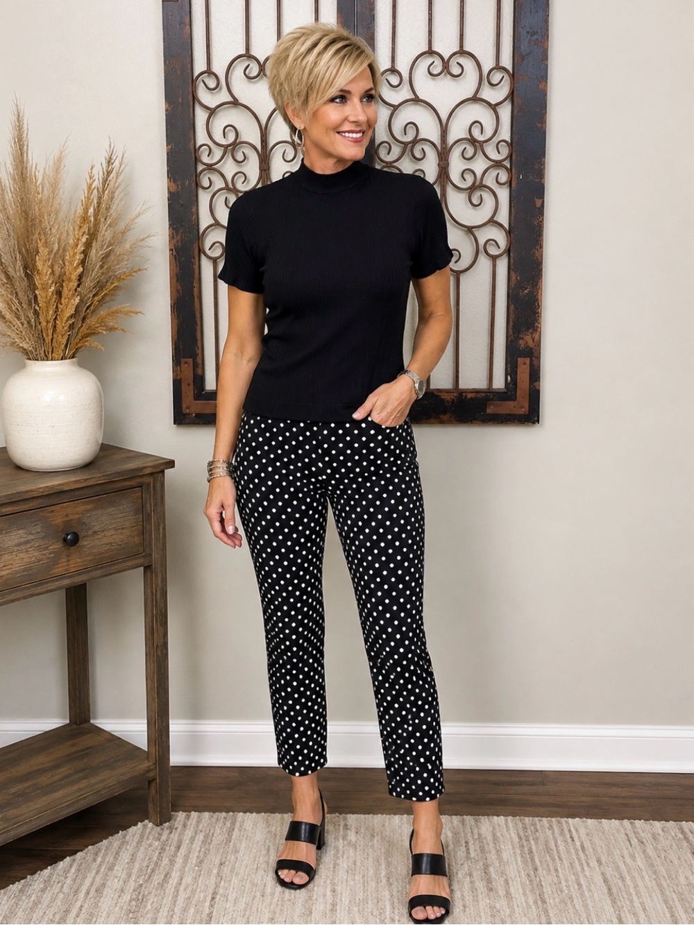 Zara black ribbed short sleeve knit top
